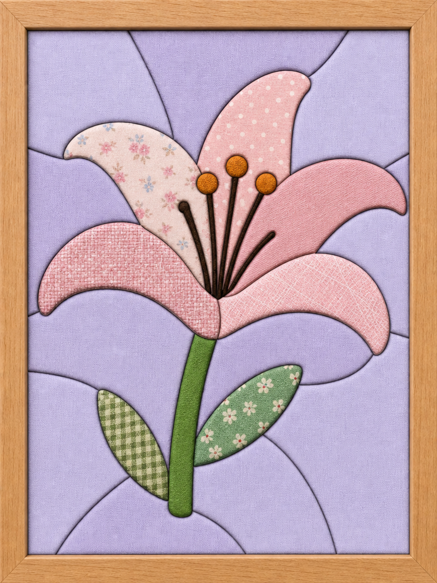 Pink Lily Flower — Kinusaiga fabric art design preview