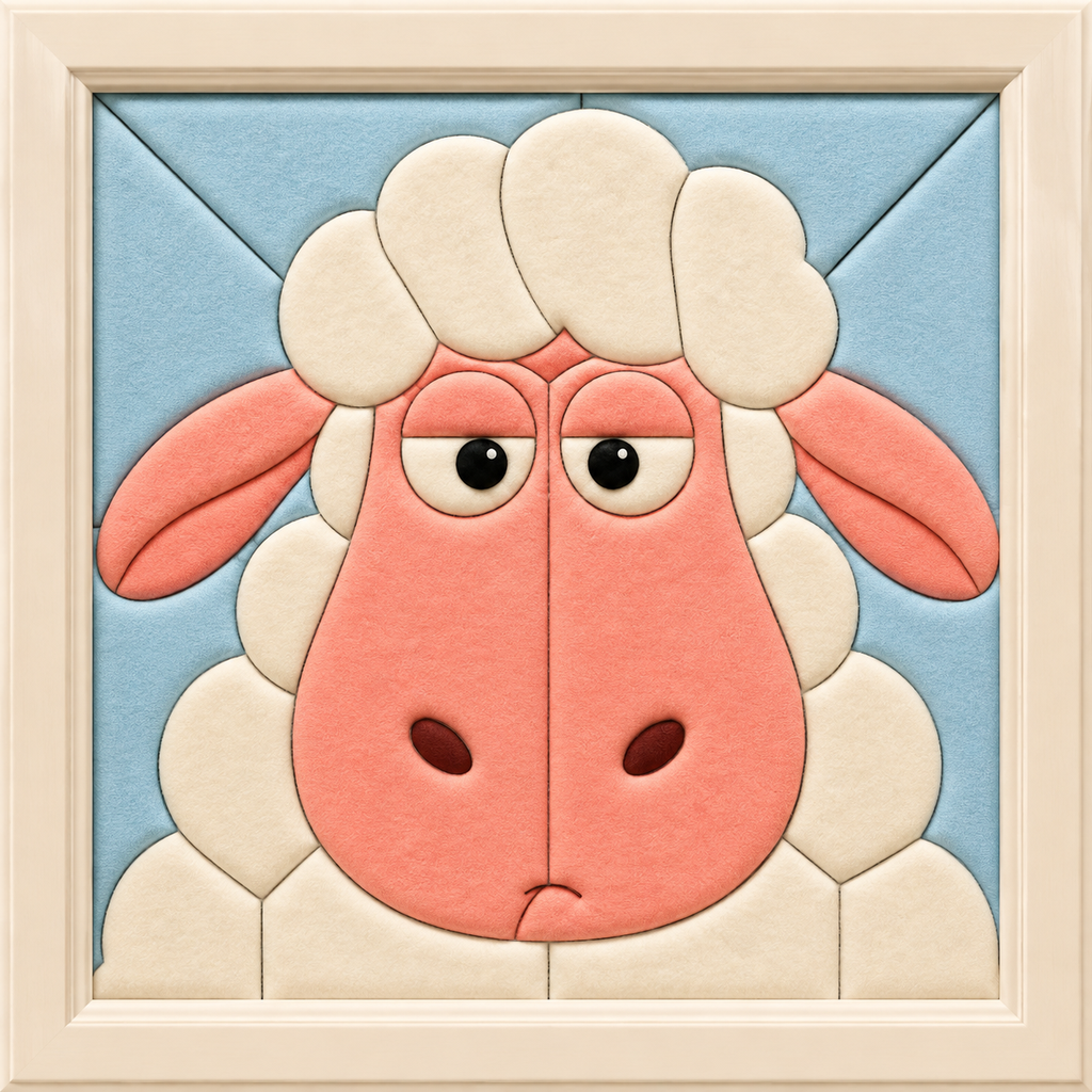 Cartoon Sheep Face — Kinusaiga fabric art design preview
