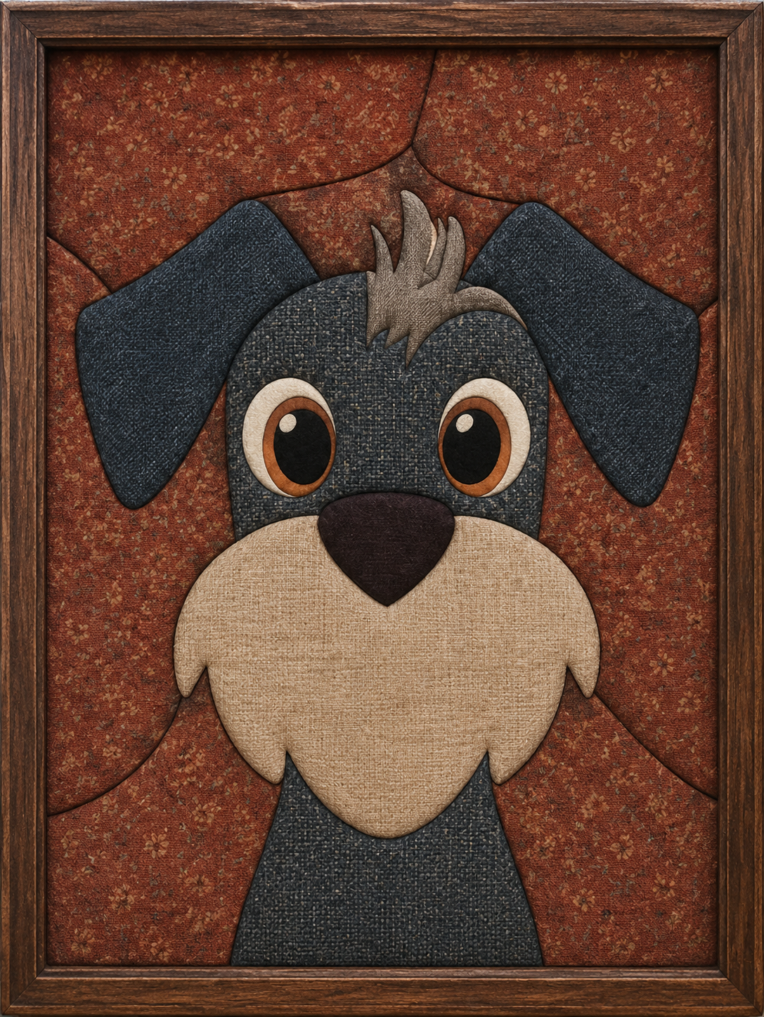 Black Dog with White Beard — Kinusaiga fabric art design preview