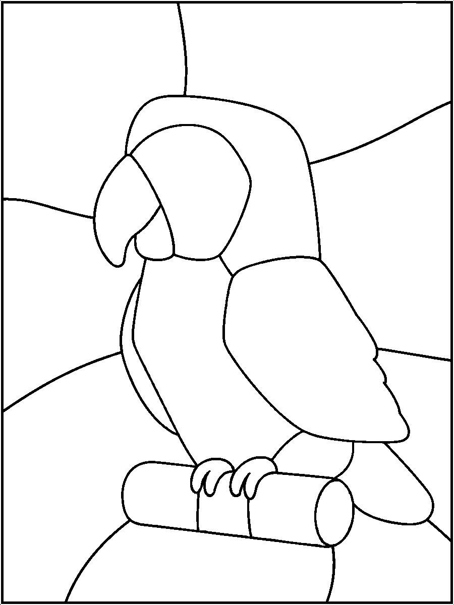 Green Parrot on Perch — Kinusaiga fabric art design preview