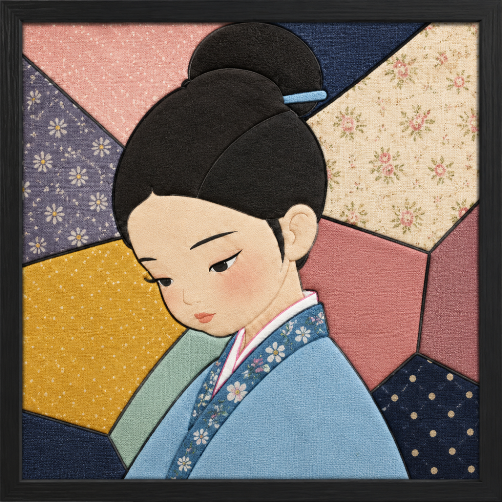 Girl in Blue Robe — Kinusaiga fabric art design preview