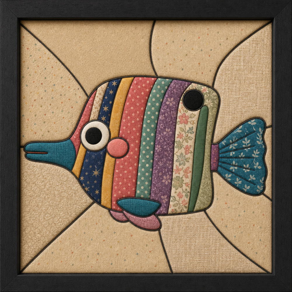 Colorful Striped Fish — Kinusaiga fabric art design preview