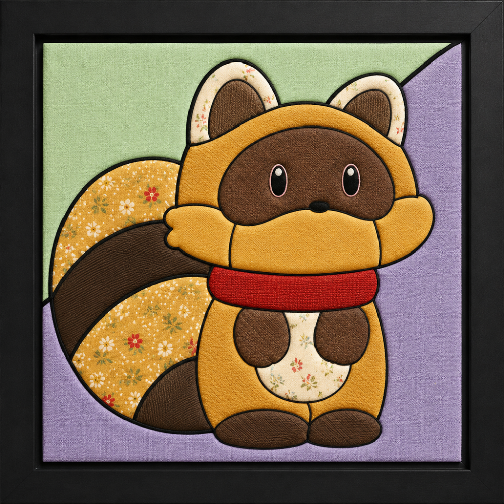 Cute Raccoon Dog — Kinusaiga fabric art design preview