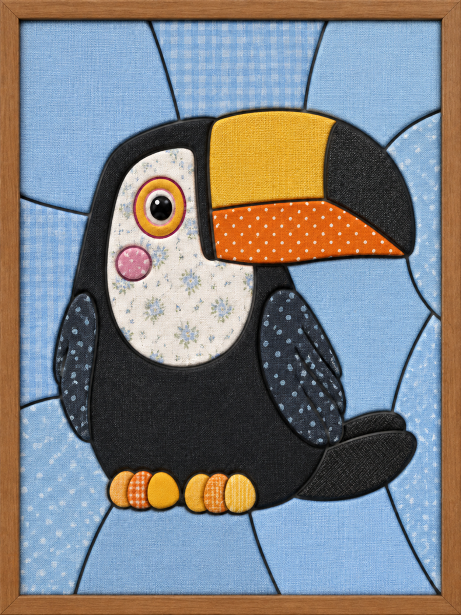 Toucan on Blue Background — Kinusaiga fabric art design preview