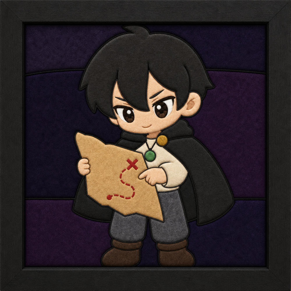 Boy Holding Treasure Map — Kinusaiga fabric art design preview