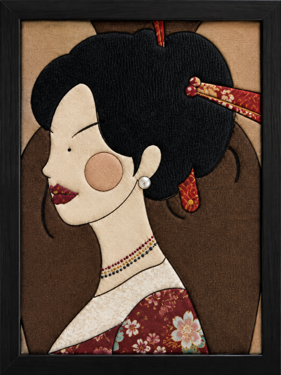 Woman with Black Hair — Kinusaiga fabric art design preview
