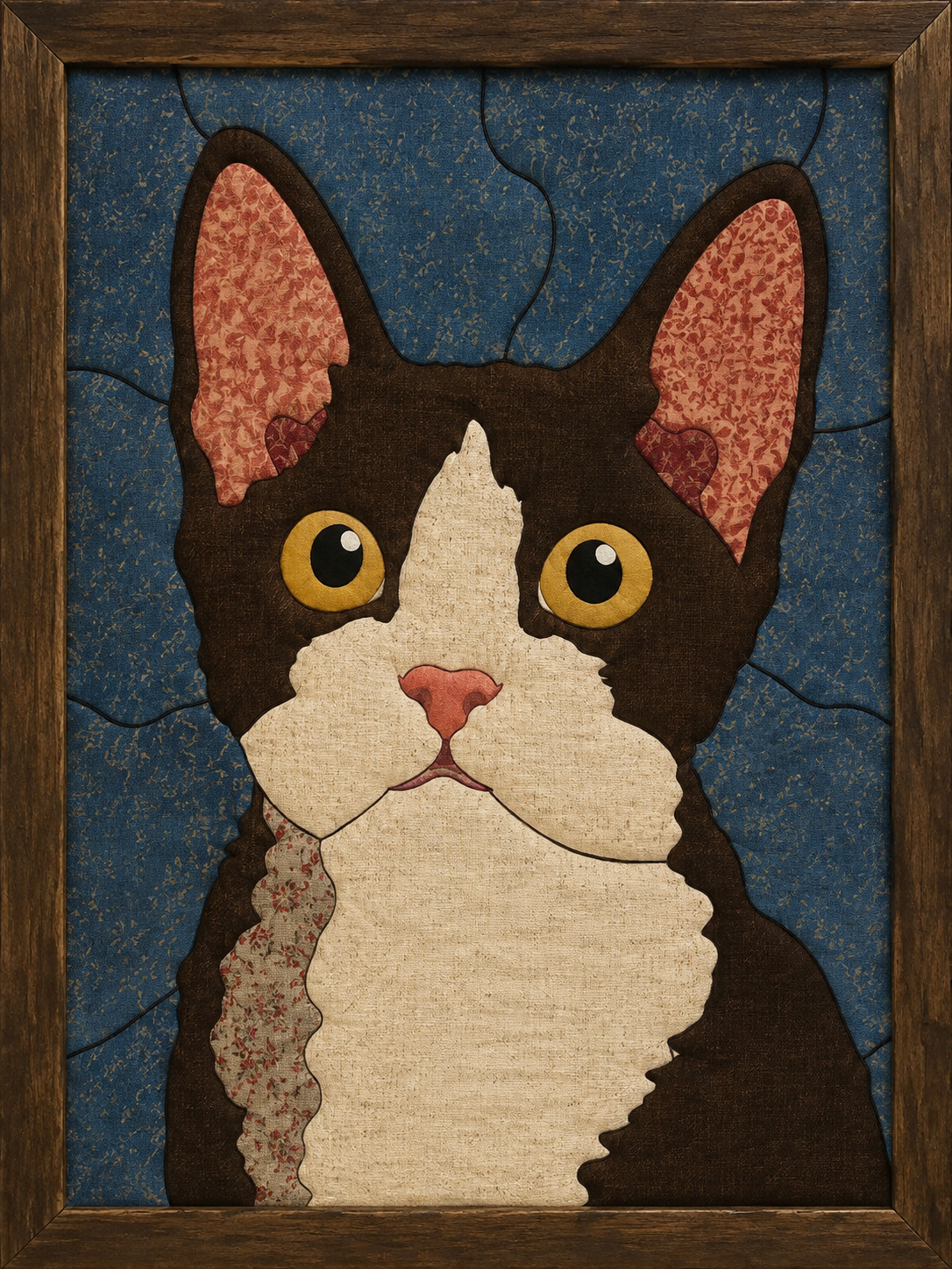 Black and White Cat — Kinusaiga fabric art design preview