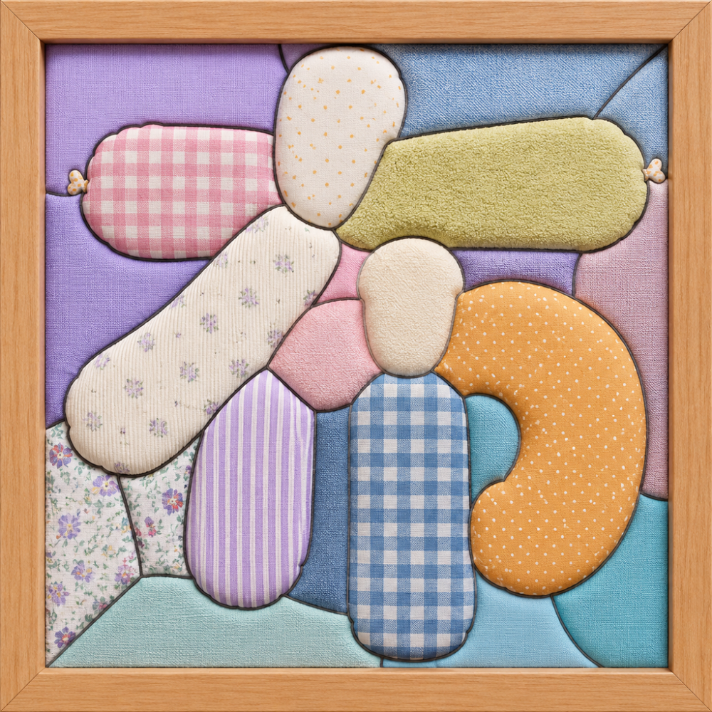 Fabric Covered Puzzle Pieces — Kinusaiga fabric art design preview