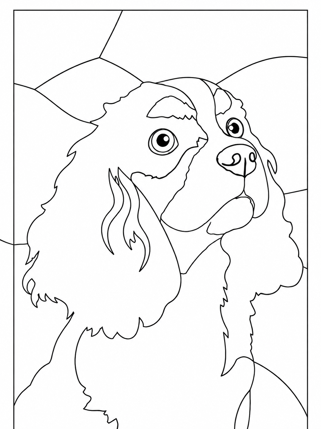 Spaniel Dog Portrait — Kinusaiga fabric art design preview