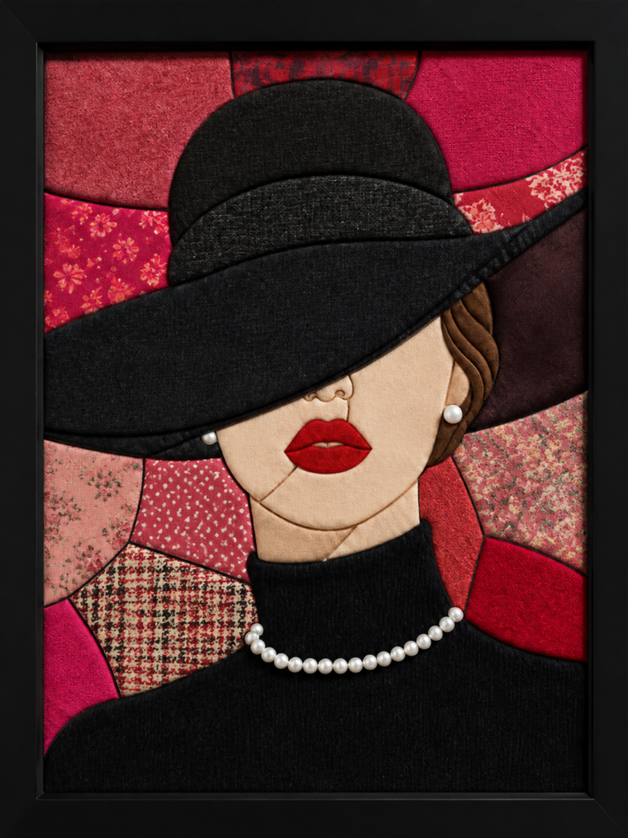 Woman in Black Hat — Kinusaiga fabric art design preview