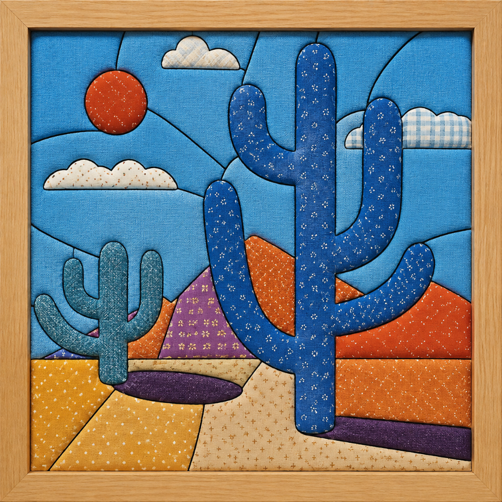 Blue Saguaro Cactus — Kinusaiga fabric art design preview