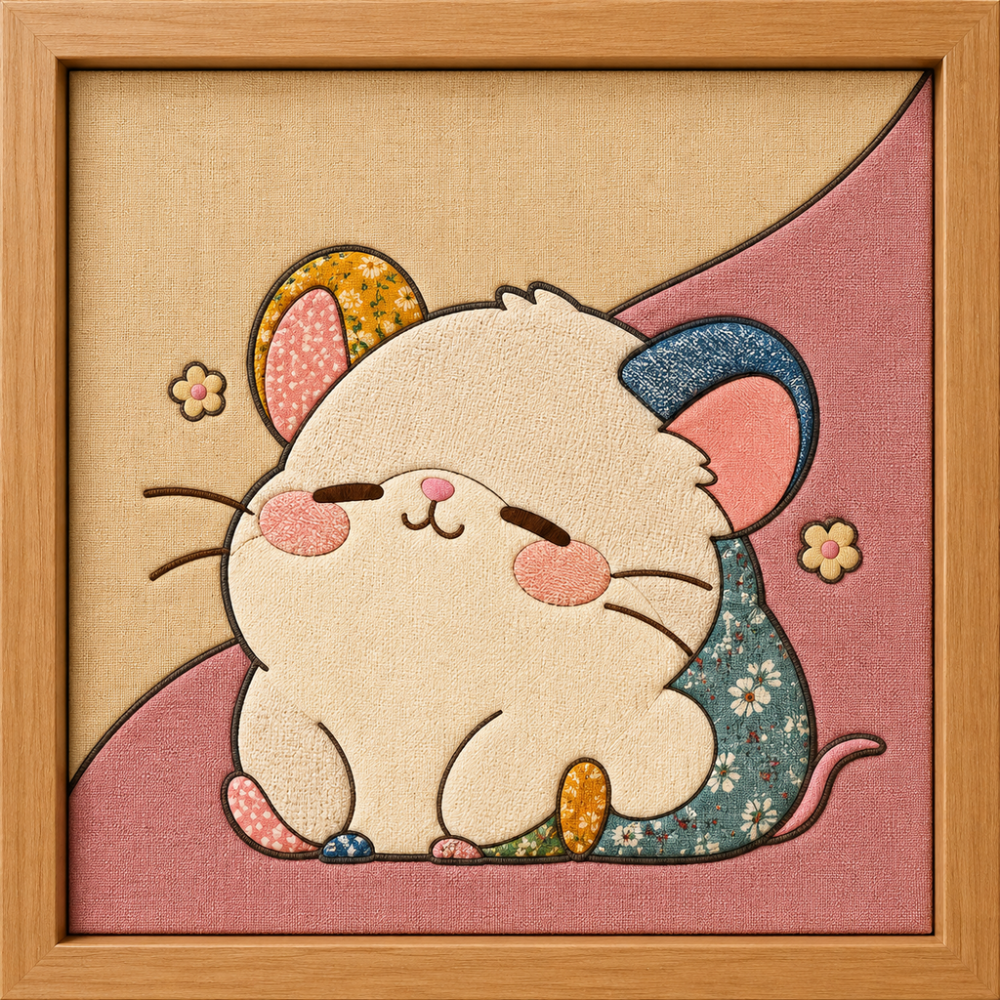 Sleeping Cartoon Mouse — Kinusaiga fabric art design preview