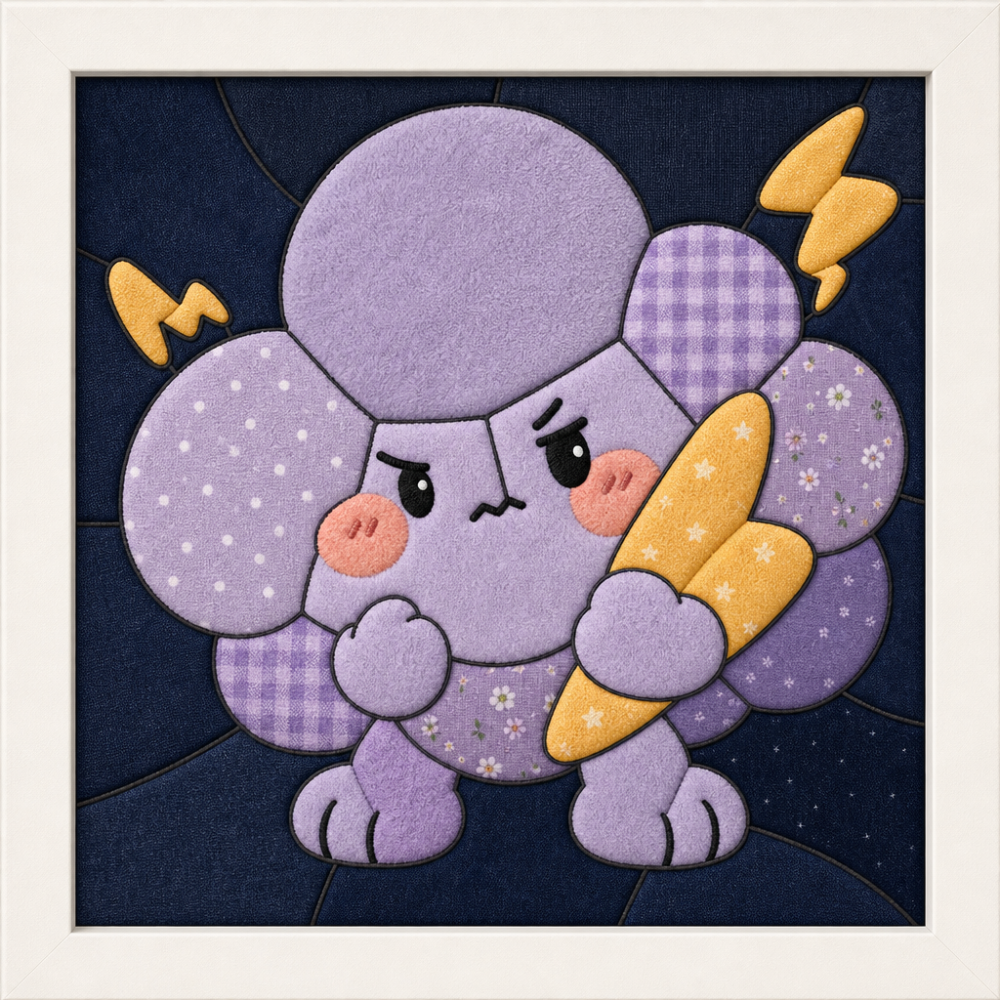 Purple Poodle with Baguette — Kinusaiga fabric art design preview