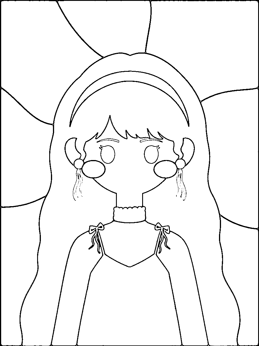Girl with Black Hair — Kinusaiga fabric art design preview