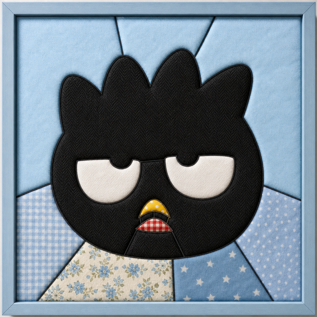 Grumpy Black Penguin — Kinusaiga fabric art design preview