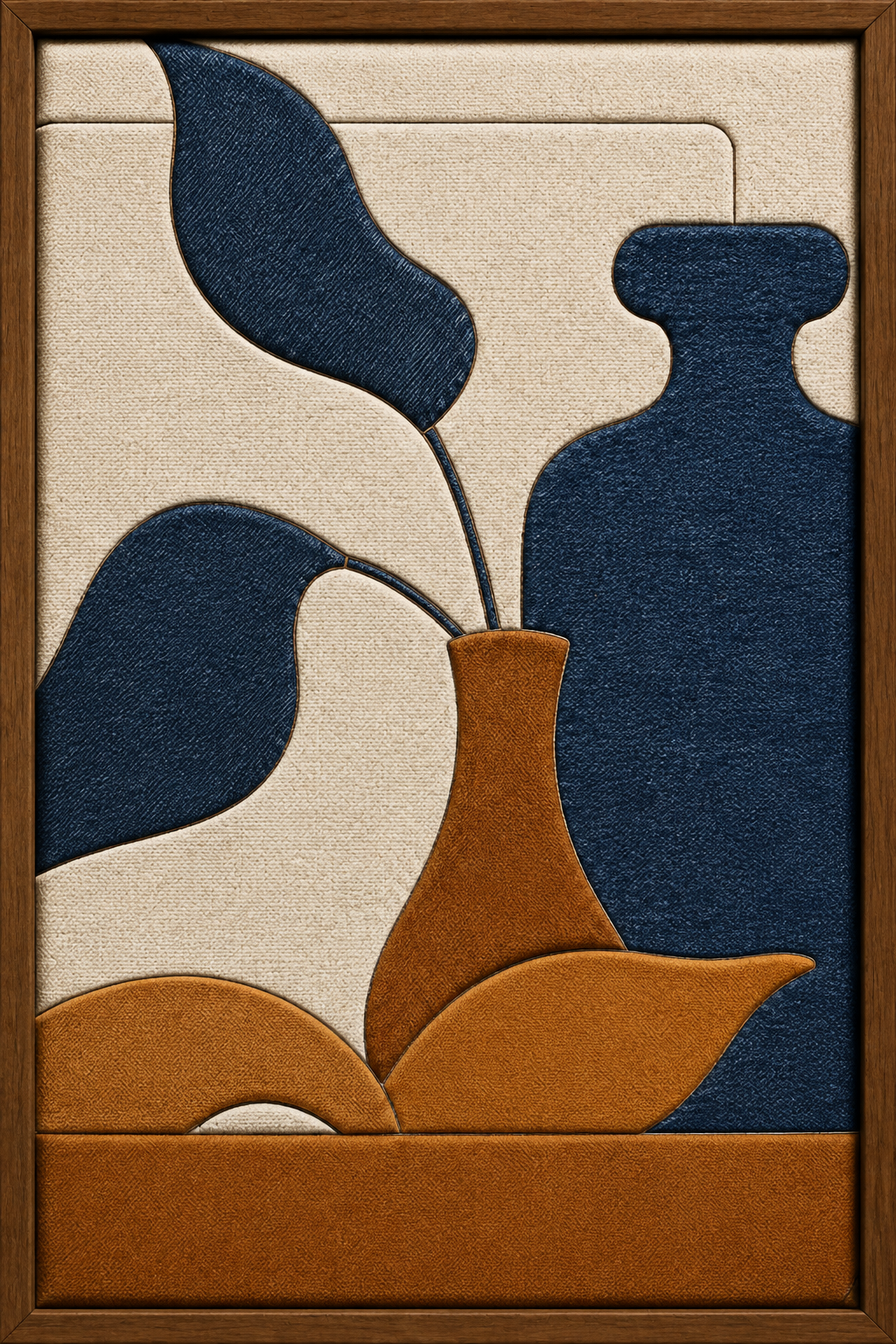Abstract Vases and Leaves — Kinusaiga fabric art design preview