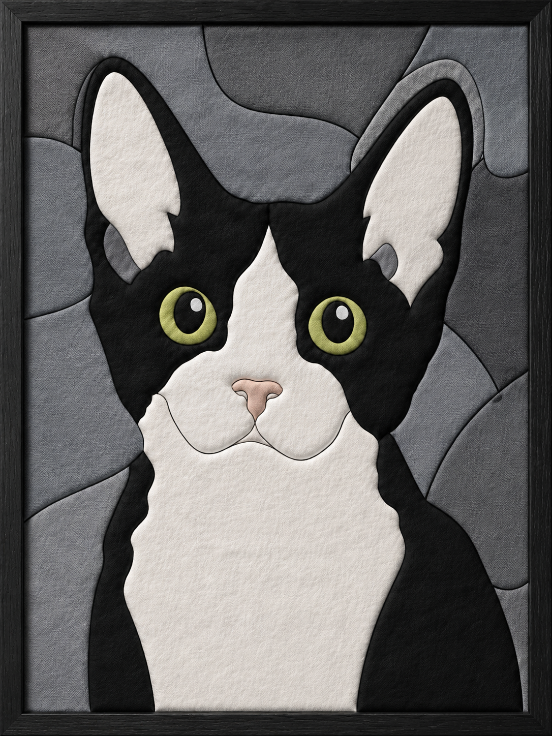 Black and White Cat — Kinusaiga fabric art design preview