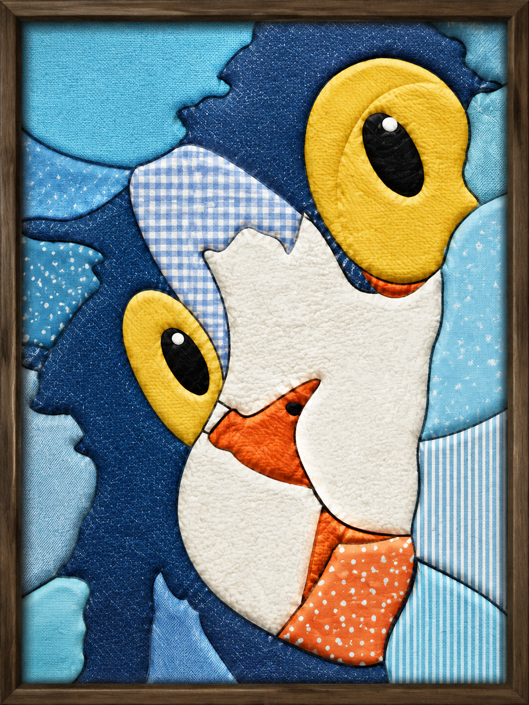 Blue and White Cat Close-Up — Kinusaiga fabric art design preview