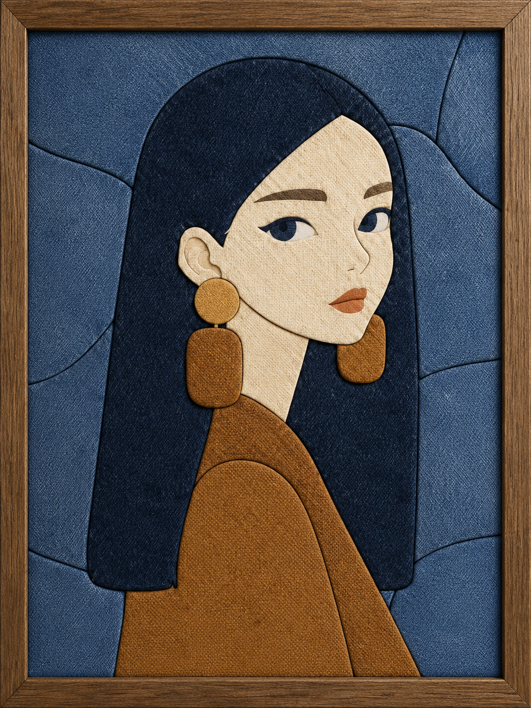 Woman with Long Blue Hair — Kinusaiga fabric art design preview
