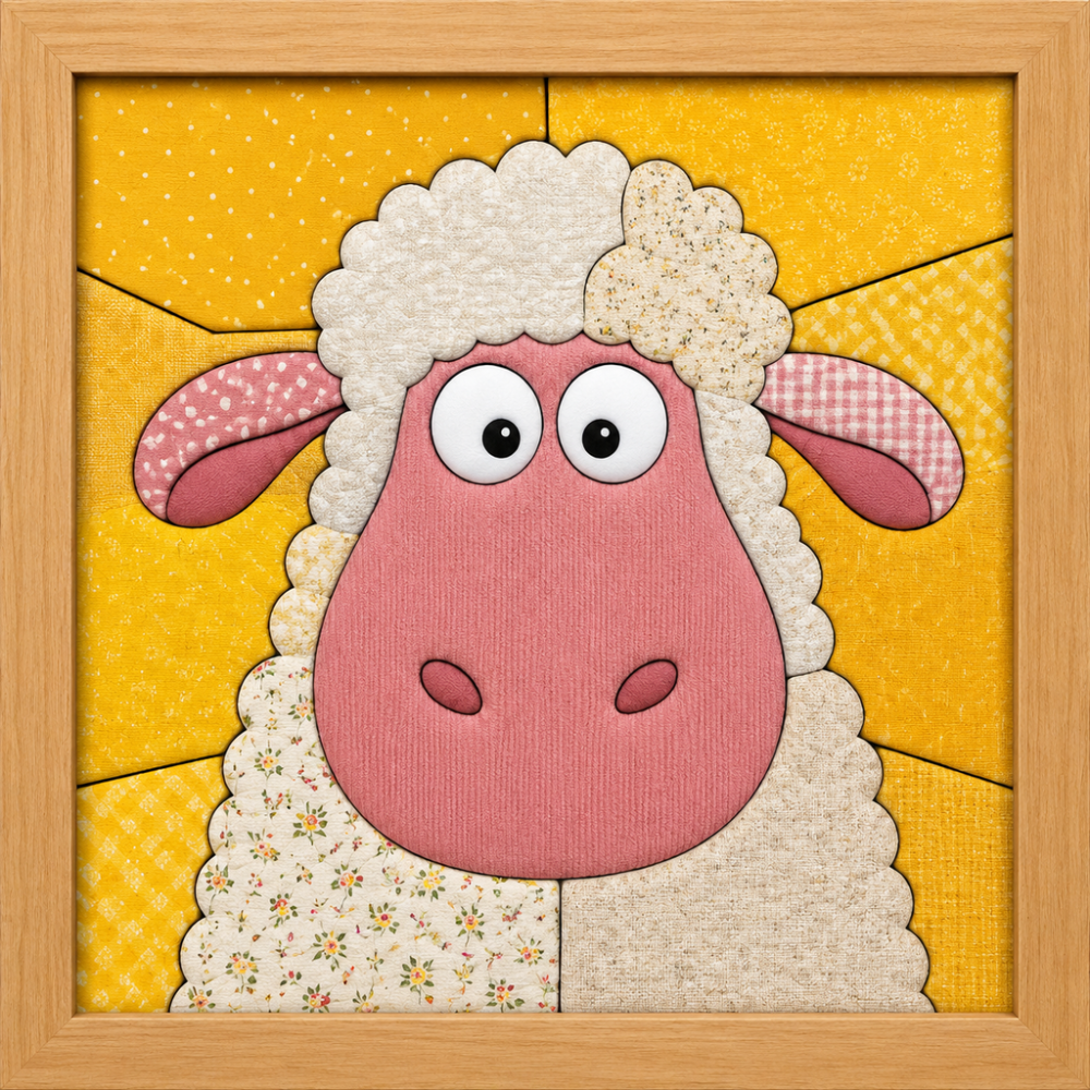 Pink Faced Sheep — Kinusaiga fabric art design preview
