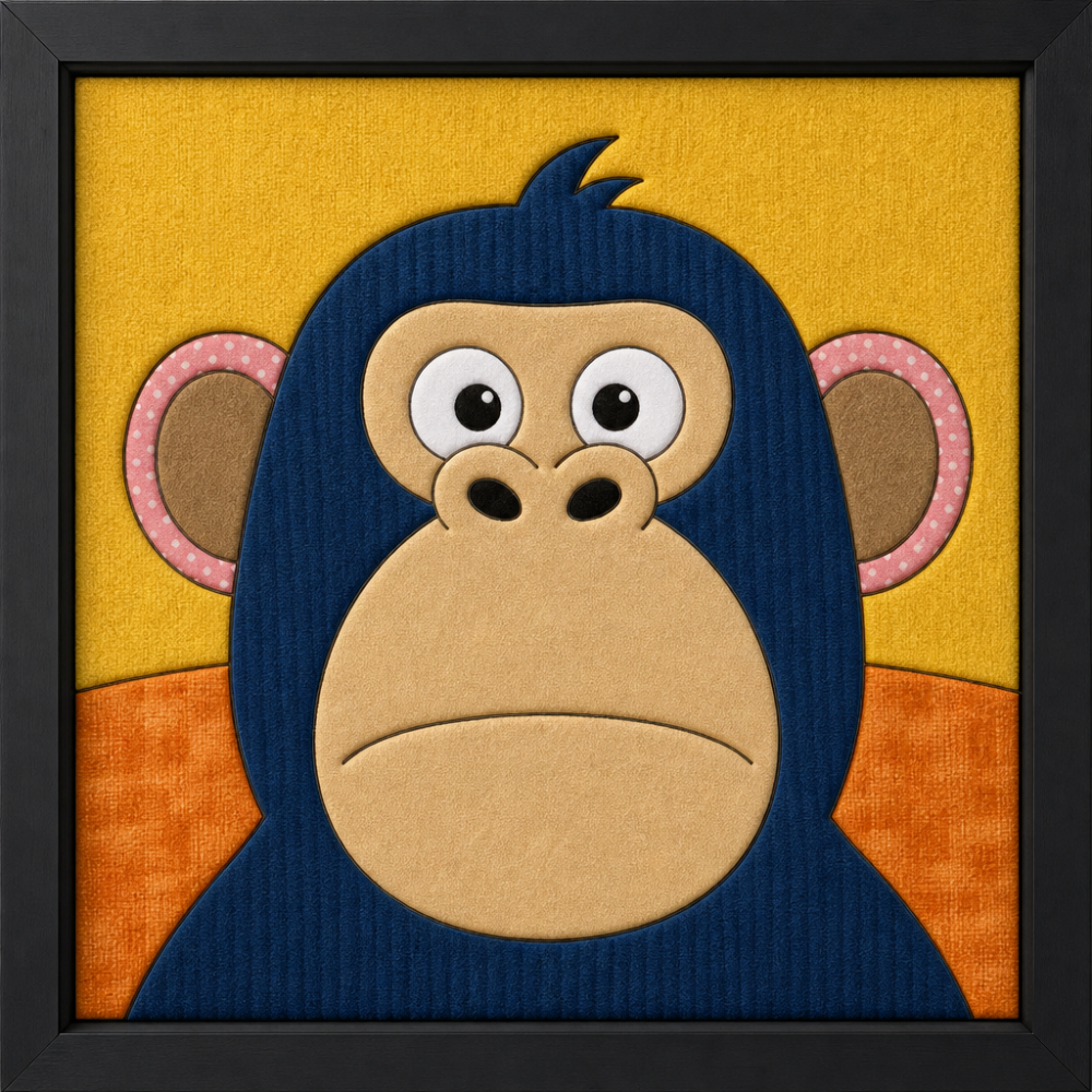 Frowning Blue Gorilla — Kinusaiga fabric art design preview
