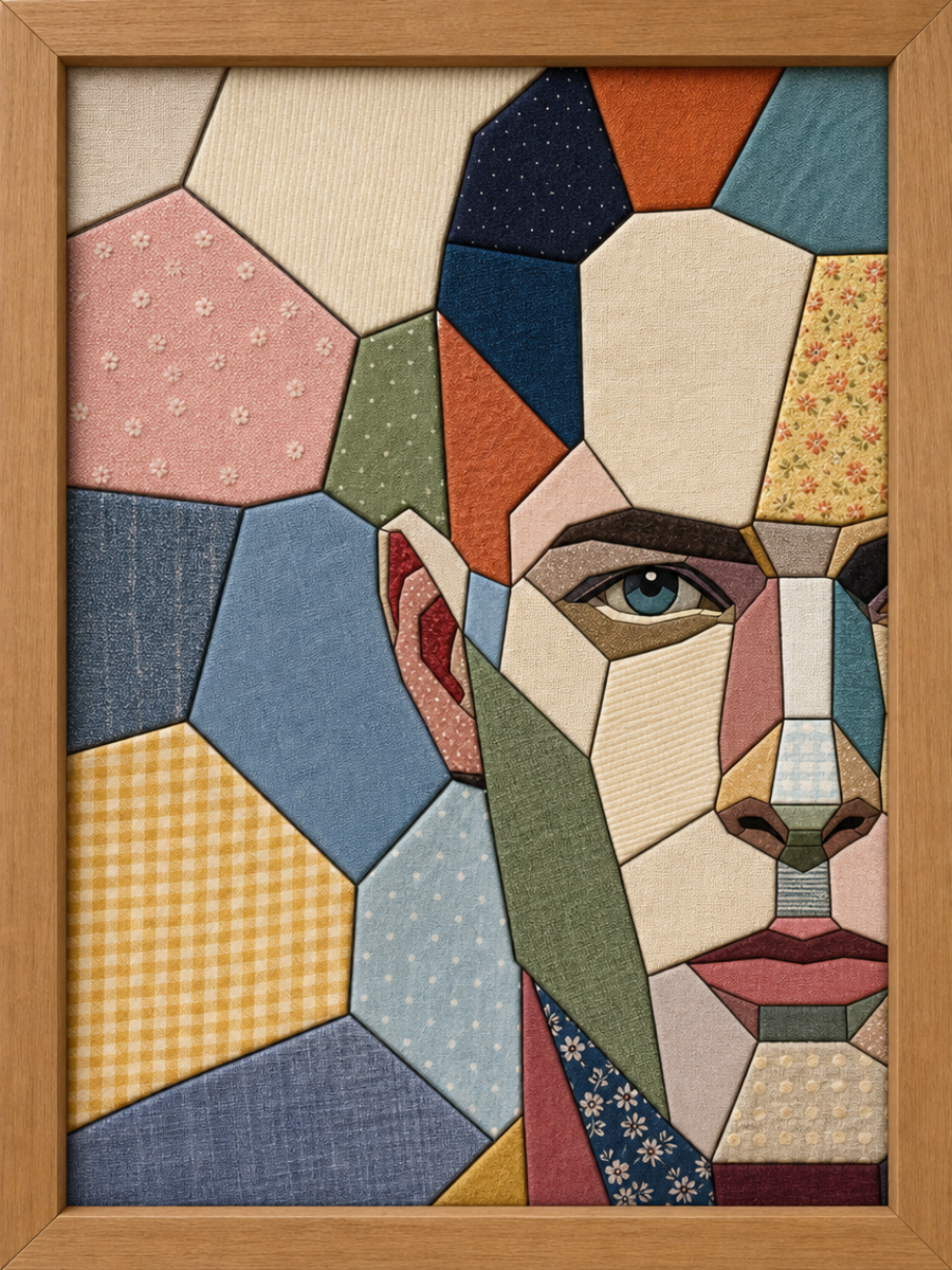 Patchwork Human Face — Kinusaiga fabric art design preview