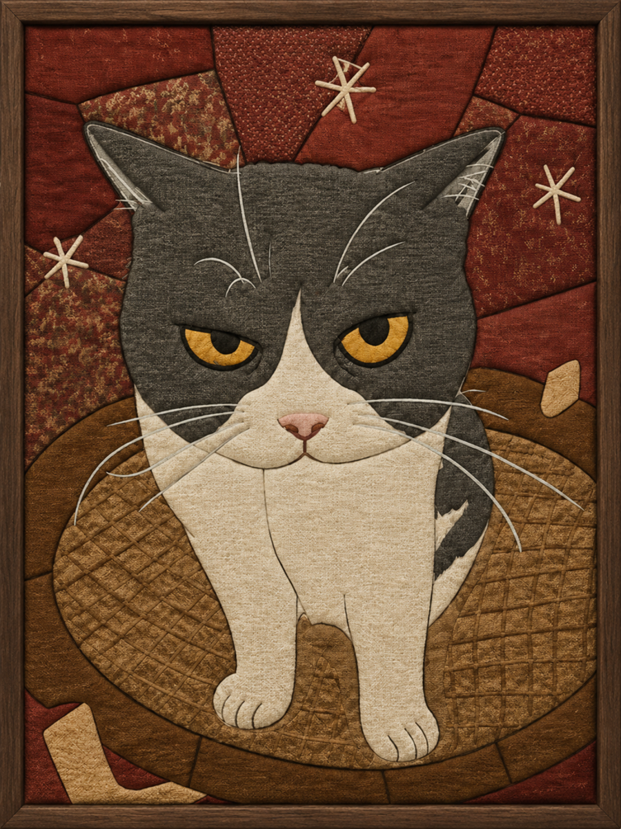 Cat Portrait — Kinusaiga fabric art design preview