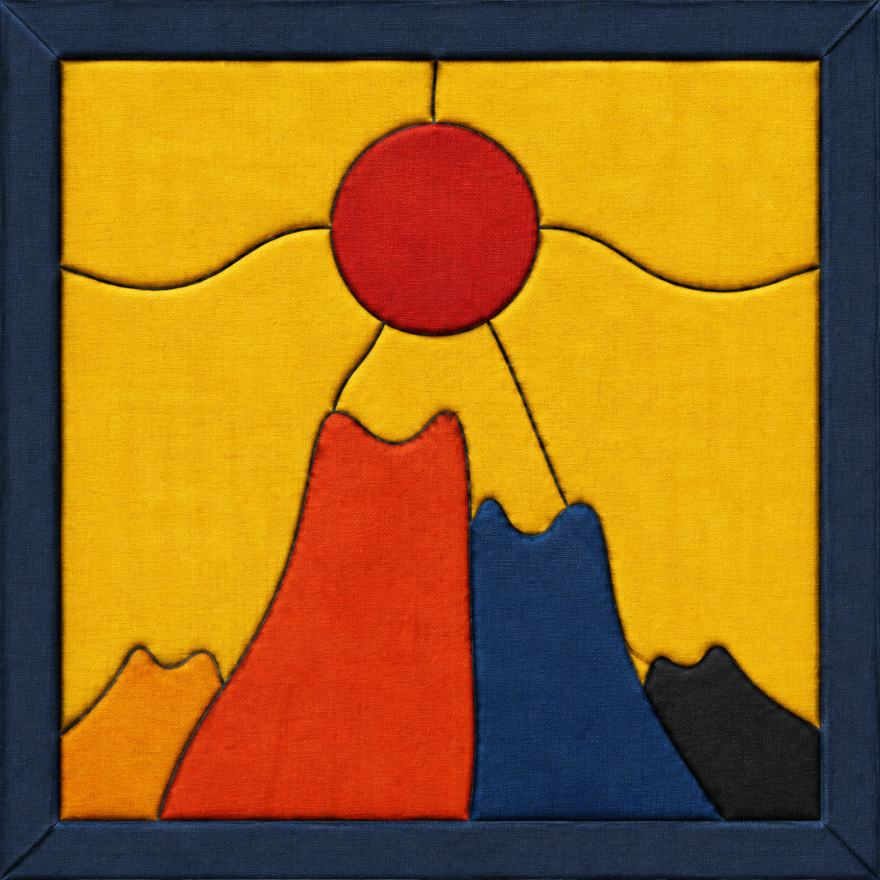 Mountains and Red Sun — Kinusaiga fabric art design preview