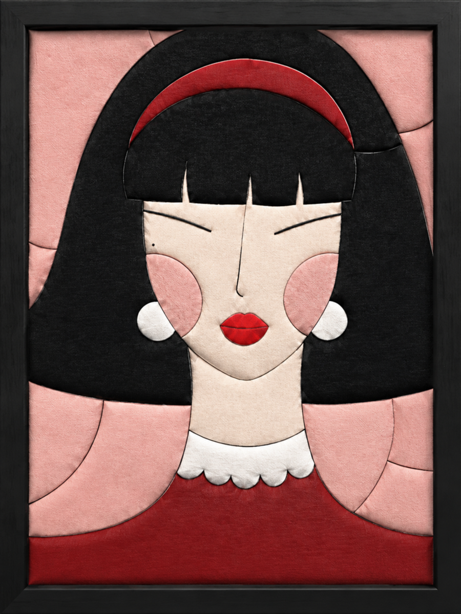 Woman with Black Bob — Kinusaiga fabric art design preview