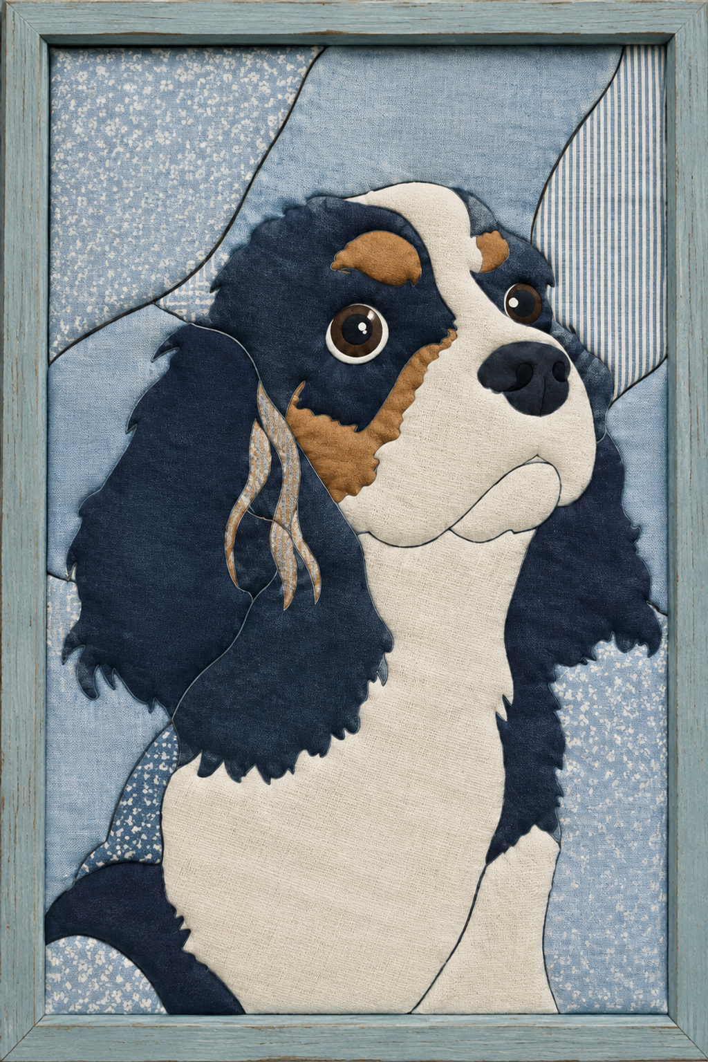 Black and White Spaniel — Kinusaiga fabric art design preview