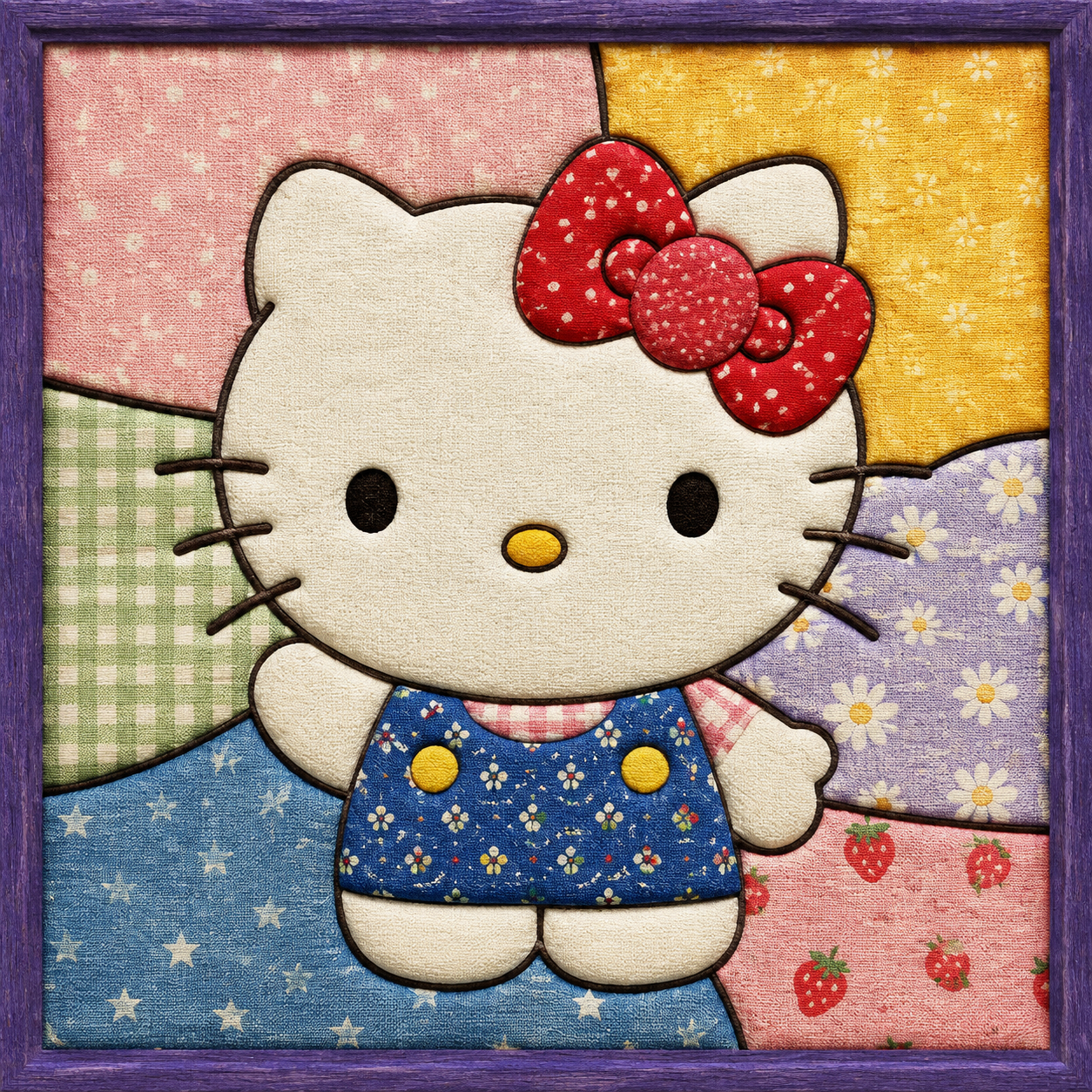 Hello Kitty with Red Bow — Kinusaiga fabric art design preview