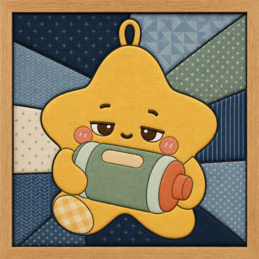 Yellow Character Holding Bottle — Kinusaiga fabric art design preview