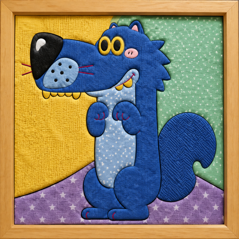 Blue Cartoon Dog — Kinusaiga fabric art design preview