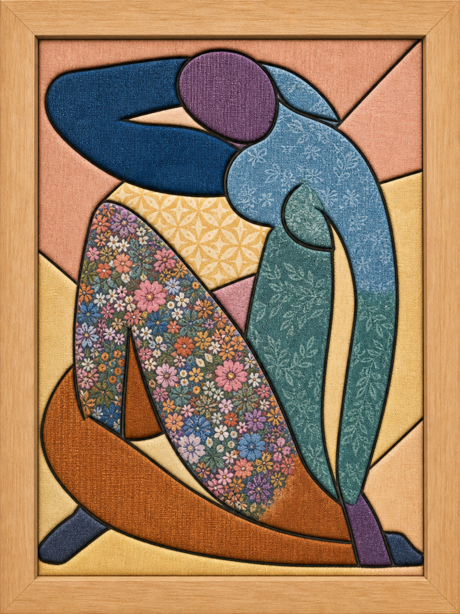 Embracing Couple — Kinusaiga fabric art design preview