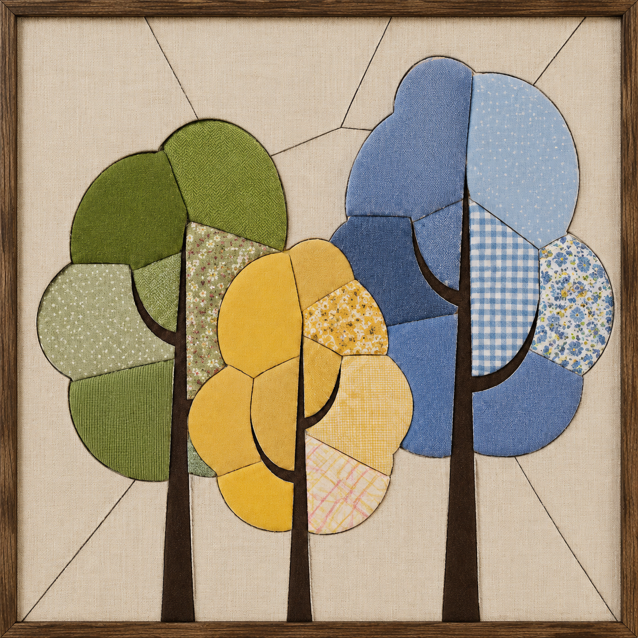 Three Colorful Trees — Kinusaiga fabric art design preview
