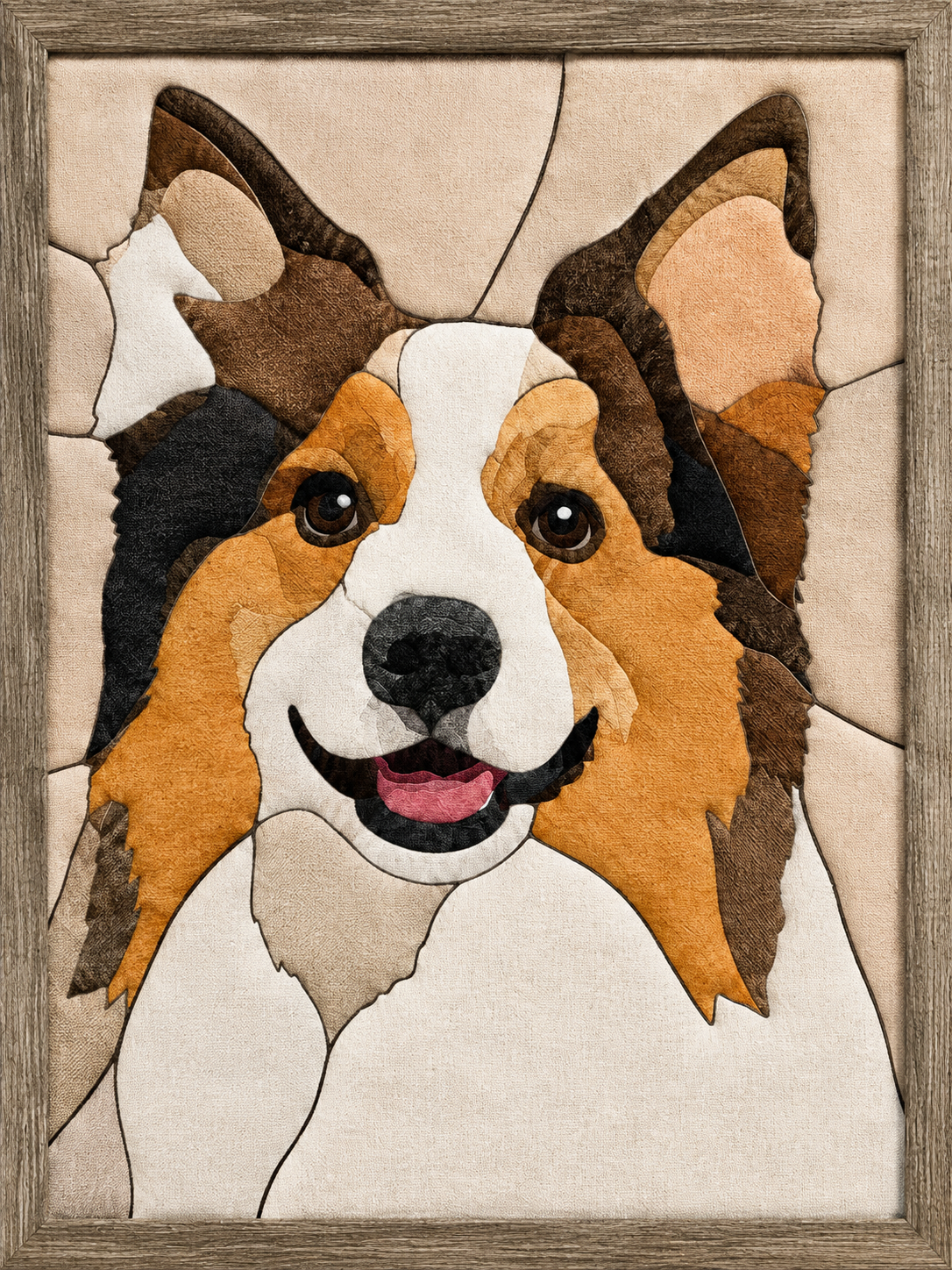 Brown and White Dog Portrait — Kinusaiga fabric art design preview