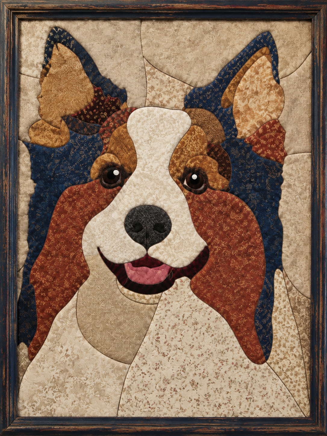 Brown and White Dog Portrait — Kinusaiga fabric art design preview