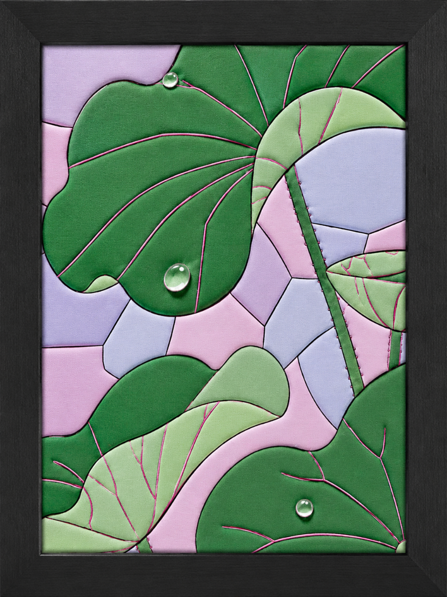 Green Leaves With Water Droplets — Kinusaiga fabric art design preview