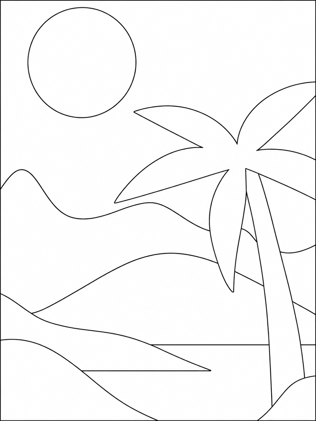 Tropical Beach with Palm Tree — Kinusaiga fabric art design preview