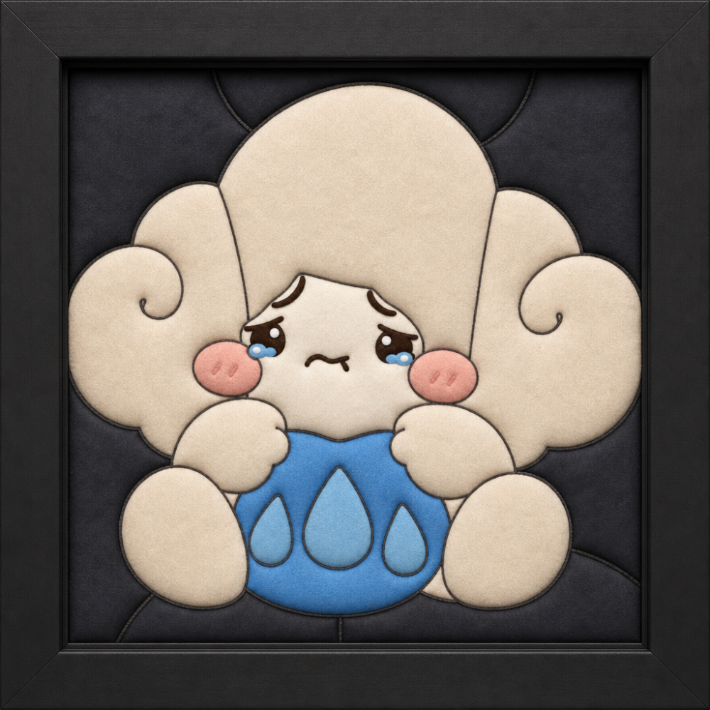 Crying Character with Blue Tears — Kinusaiga fabric art design preview