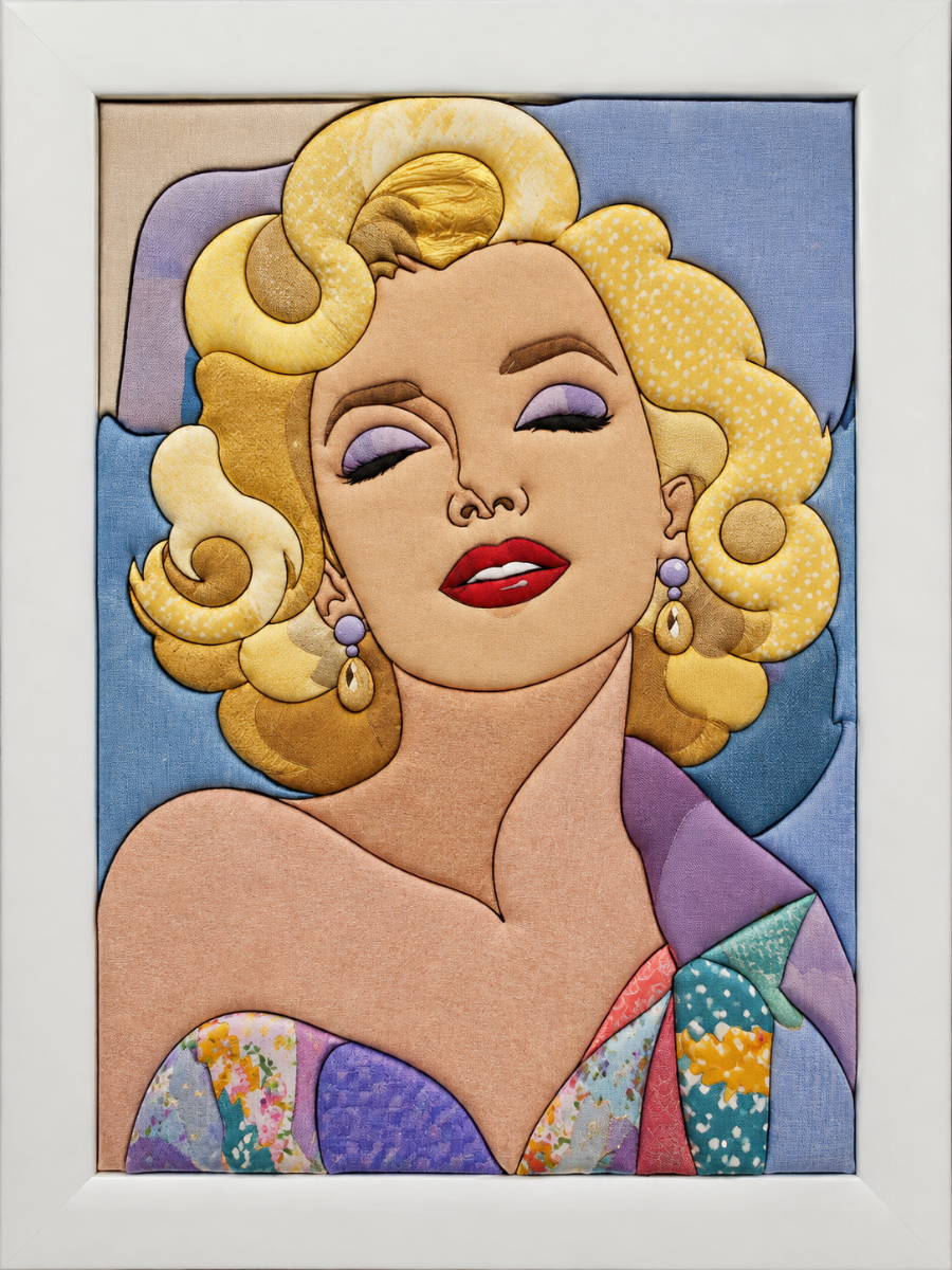 Blonde Woman with Curled Hair — Kinusaiga fabric art design preview
