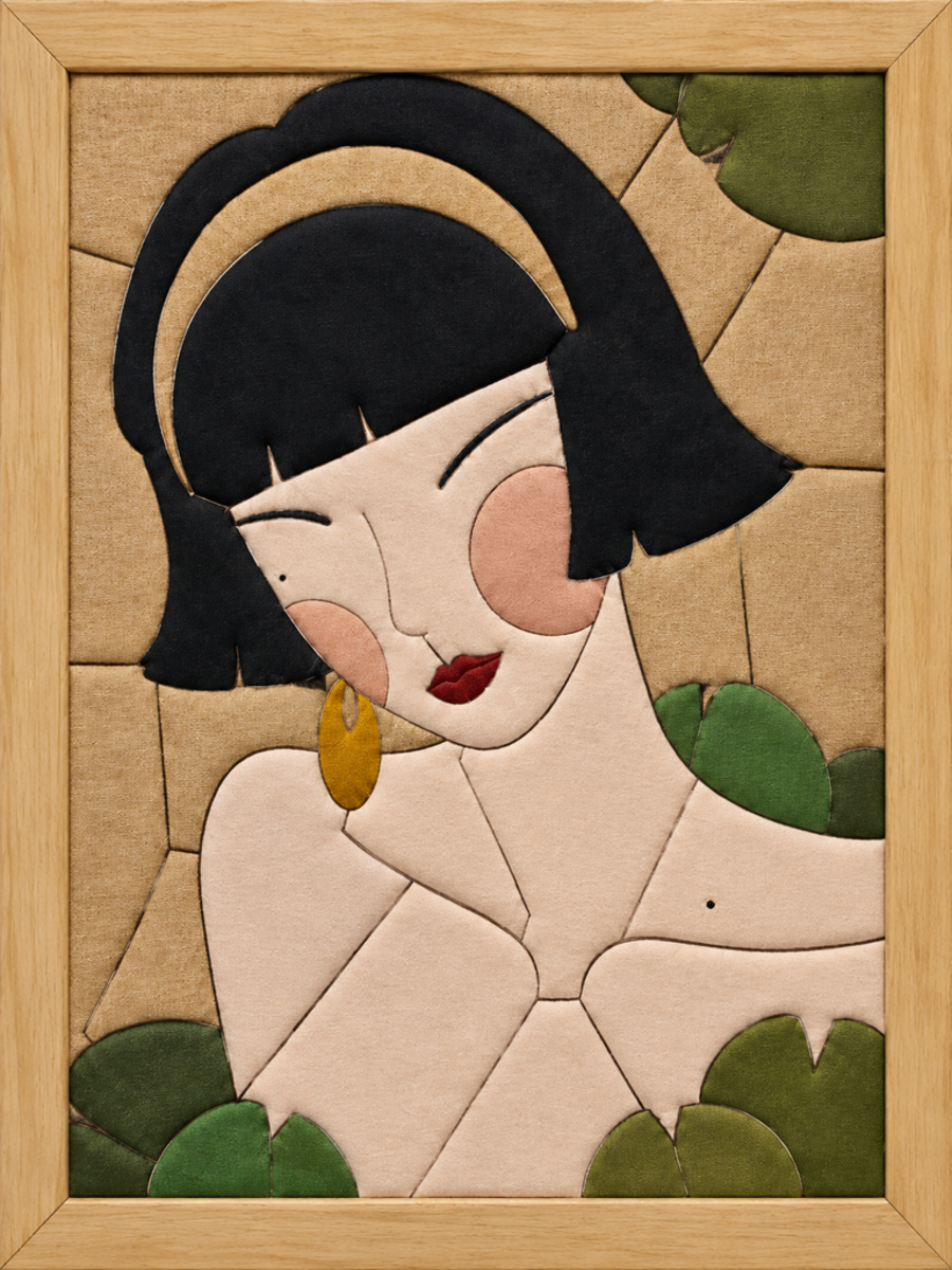 Woman With Black Bob — Kinusaiga fabric art design preview