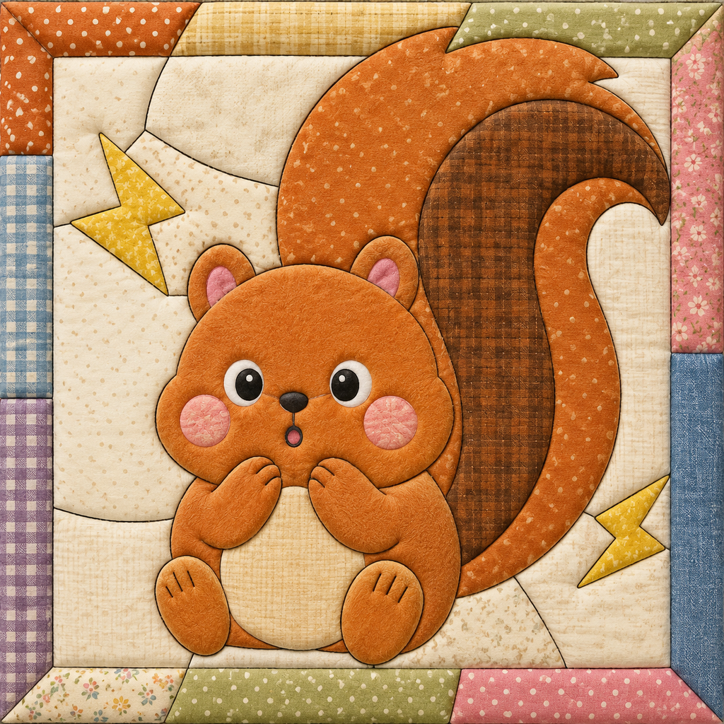 Cute Squirrel With Lightning Bolts — Kinusaiga fabric art design preview