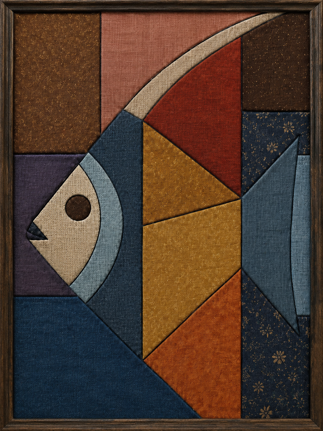 Geometric Fish — Kinusaiga fabric art design preview