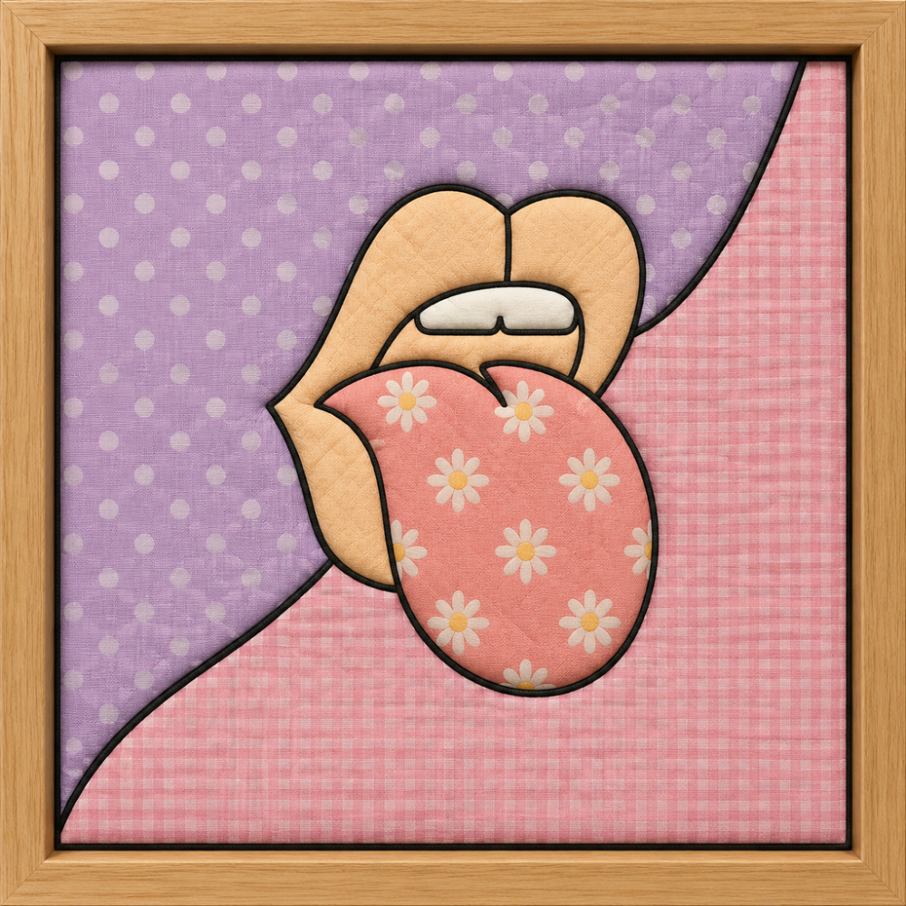 Mouth with Floral Tongue — Kinusaiga fabric art design preview