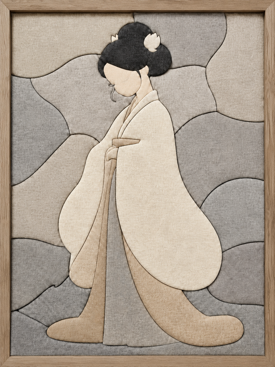 Woman in White Traditional Robe — Kinusaiga fabric art design preview