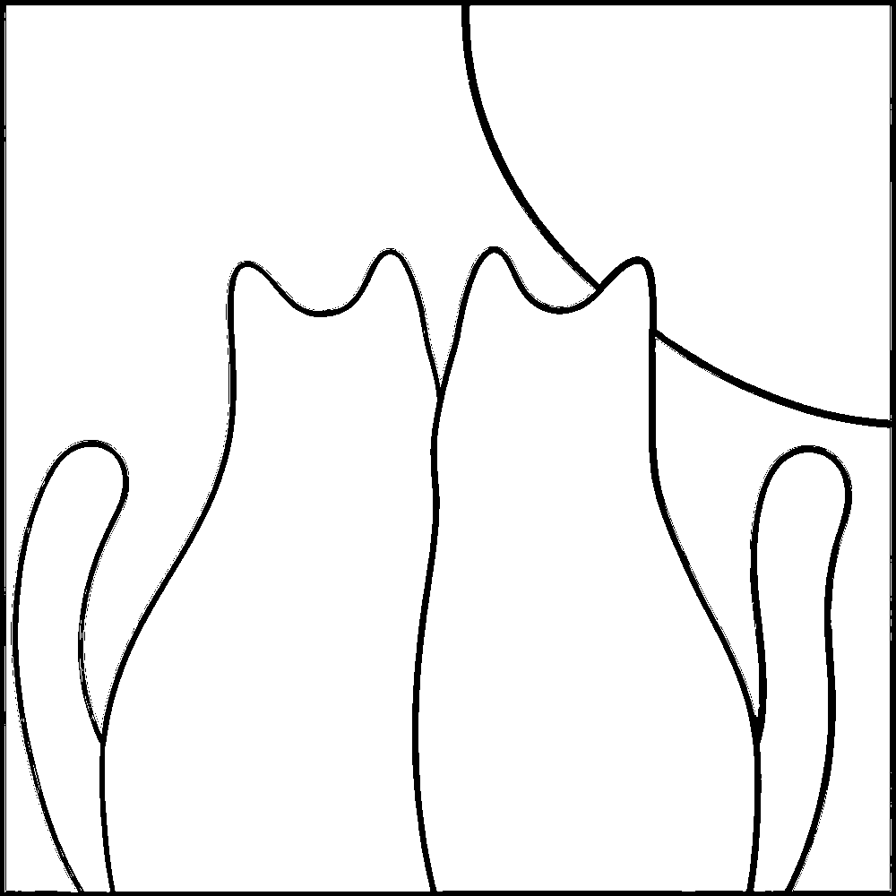 Two Cats and Red Sun — Kinusaiga fabric art design preview