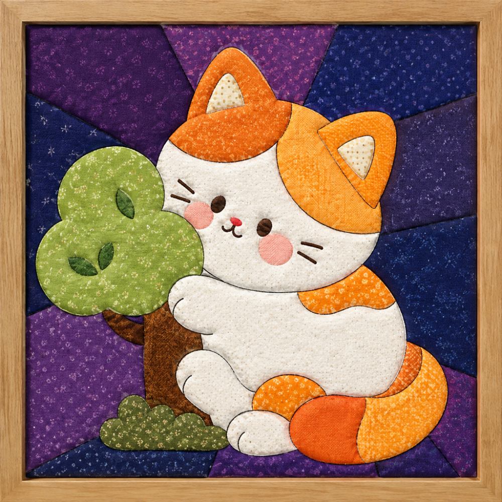 Orange and White Cat — Kinusaiga fabric art design preview