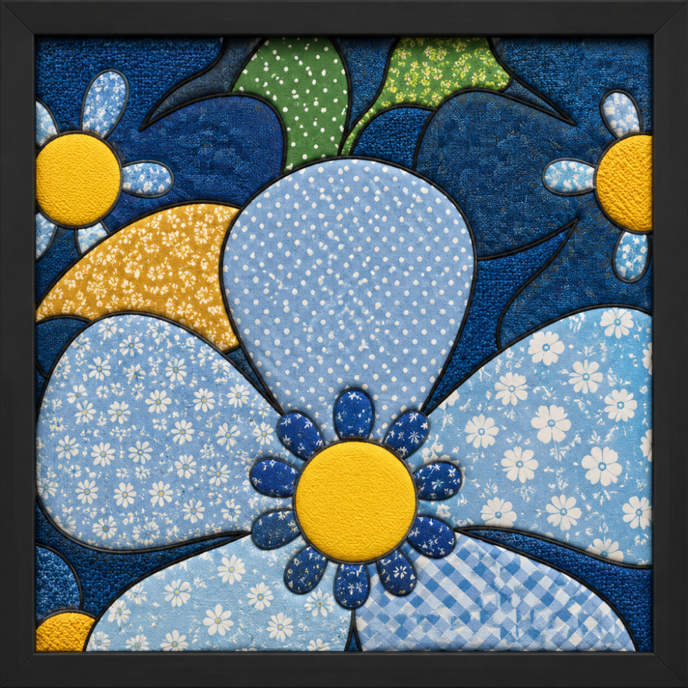 Blue Daisies — Kinusaiga fabric art design preview