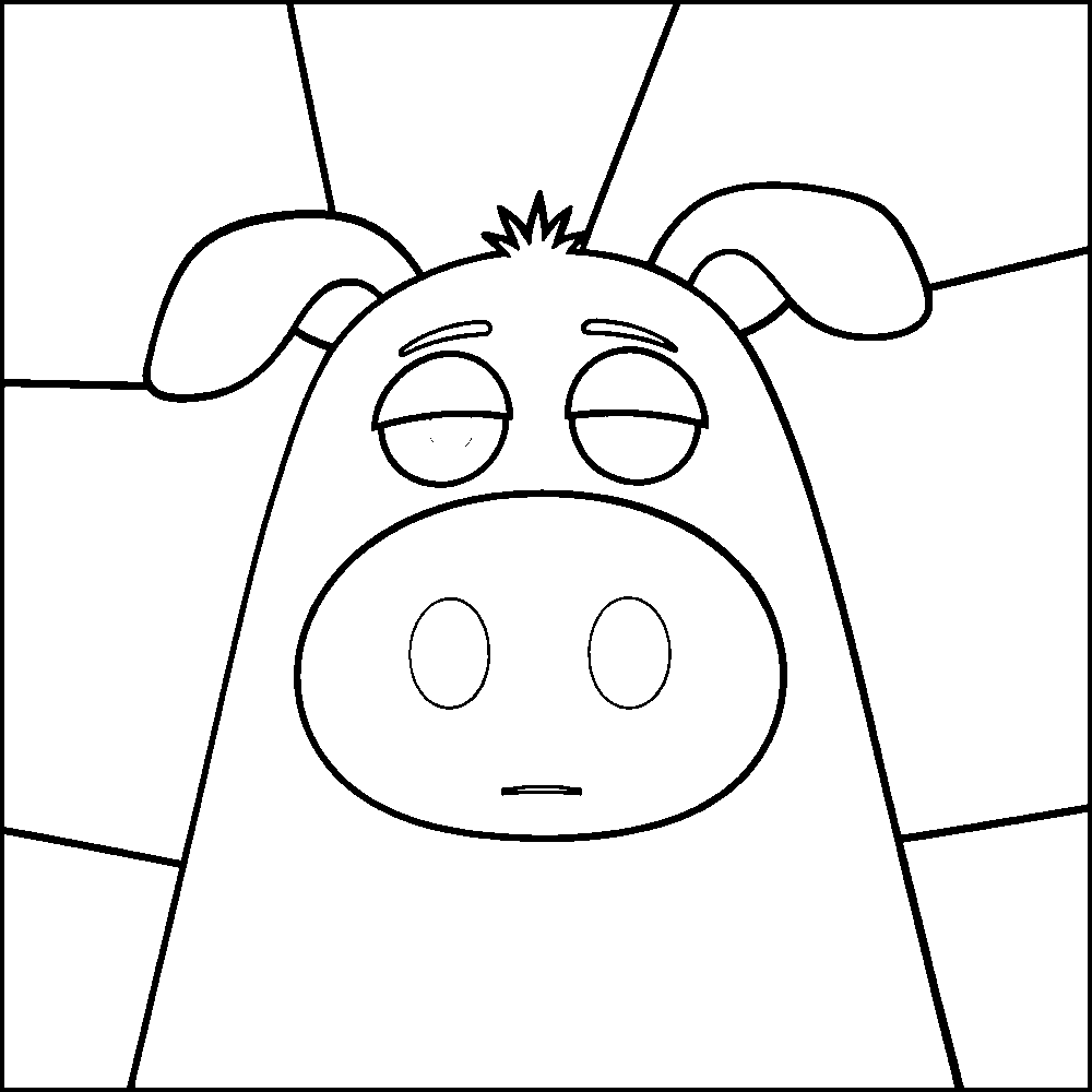 Blue Pig Character — Kinusaiga fabric art design preview